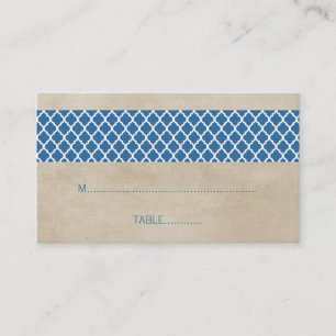 Lugar Cartão de Local de Casamento Russo Azul Quatrefoil