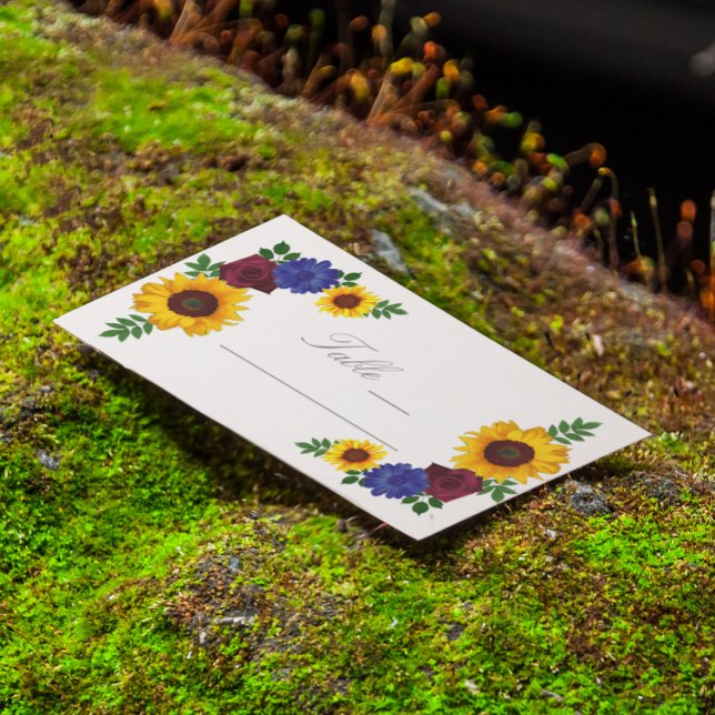 Lugar Cartão de Local Floral de Casamento de Girassol Ro (Criador carregado)