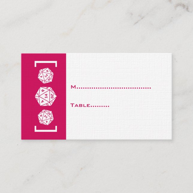 Lugar Cartão de Local para Jogador de Dice D20 Rosa (Frente)