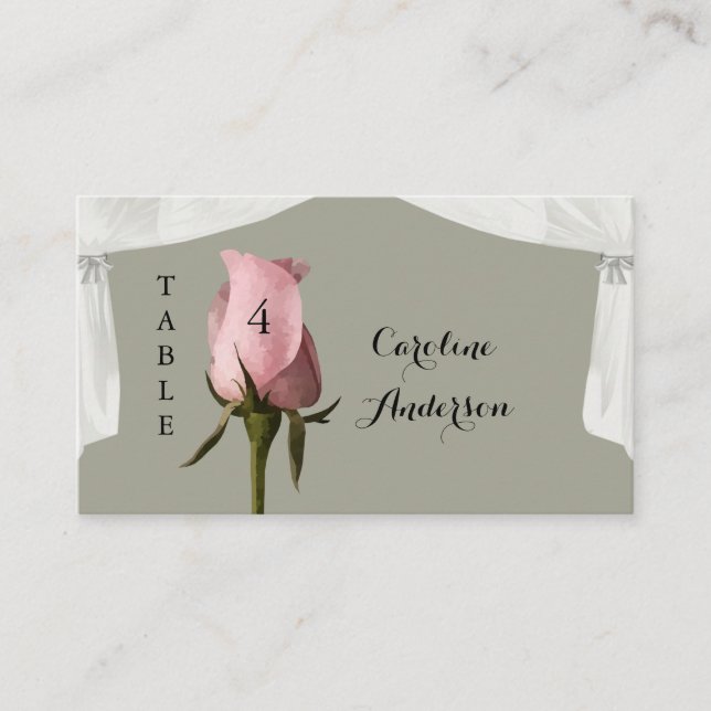 Lugar Cartão de Mesa de Casamento de Sábado Rosa-Rosa-Es (Frente)