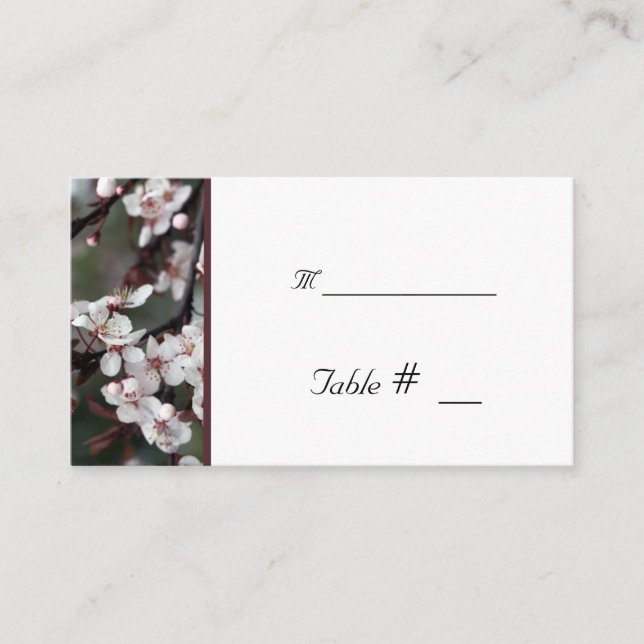 Lugar cartão de número de tabela com endereço de recepçã (Frente)