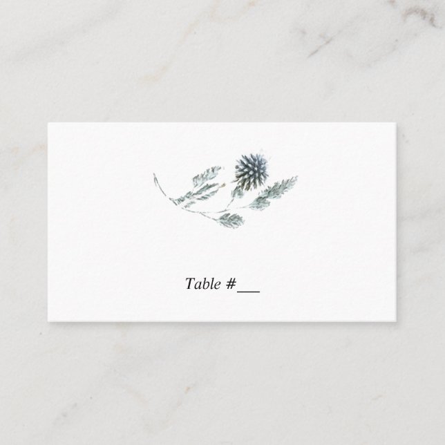 Lugar Cartão Escort de Elemento Botânico Floral Azul/ (Frente)