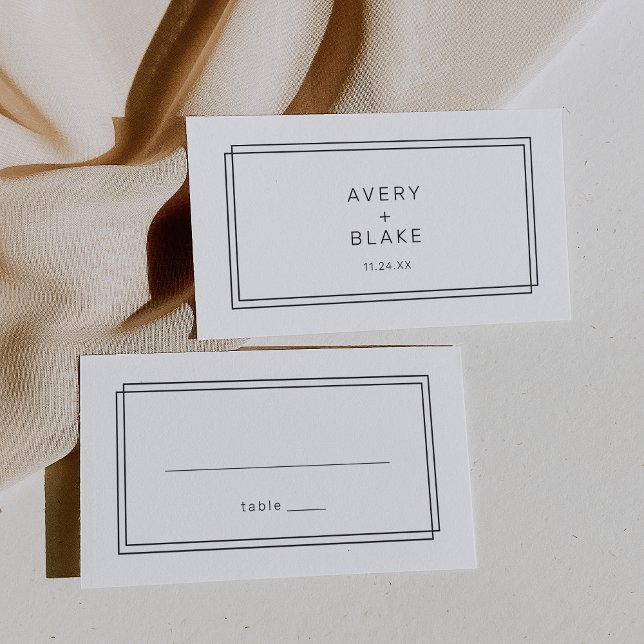 Lugar Cartão moderno de Casa Branca e Negra (AVERY Modern Black and White Wedding Place Card)