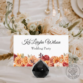 Lugar Cartão Plano de Casamento Floral de Outono