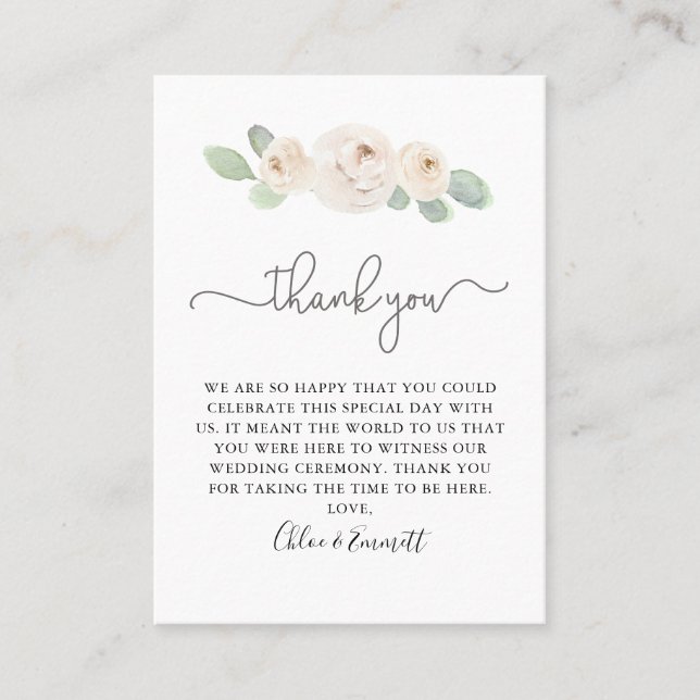 Lugar Casamento Botânico De Rosa Branca Obrigado Cartão  (Frente)