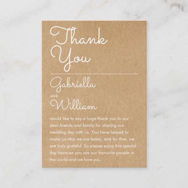 Lugar Casamento Rustic Script Obrigado Cartão De Recepçã (Frente)