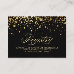Lugar Faux Gold Foil Confetti Pontos Negros Cartão de Re