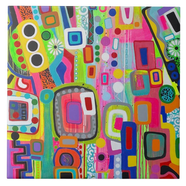 Lugar feliz 6 x 6 Azulejo cerâmico (Frente)