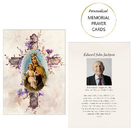 Lugar Flores Roxas Virgem Maria Cartão Funerário de Oraç