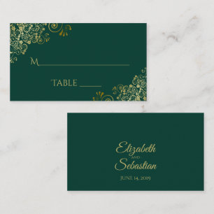Lugar Lacy Dourado no Cartão de Escortesia de Casamento