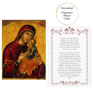 Lugar Theotokos e Cartão de Oração para a Gravidez Infan