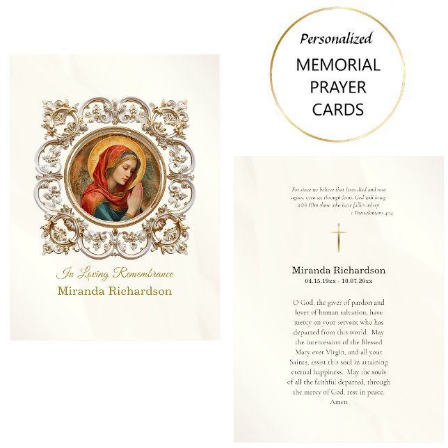 Lugar Virgem Católica Romana Mary Cartão de Oração Funer (Criador carregado)