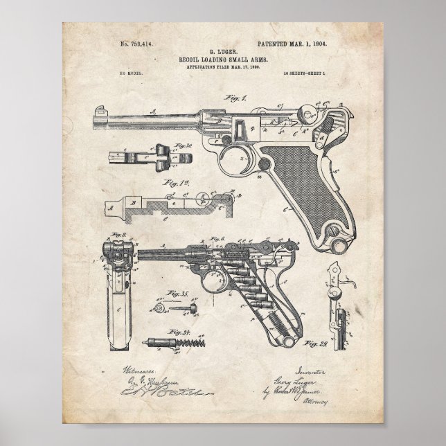 Luger Pistol Art Impressão (Frente)