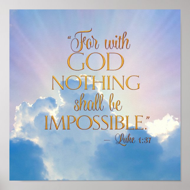 Luke 1:37 Com Deus Nada É Impossível Impressão (Frente)
