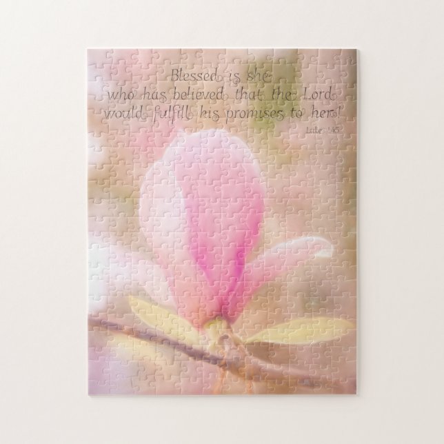 Luke 1 45 Abençoada é ela Quebra-cabeça (Vertical)