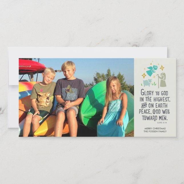 Luke 2:14 Cartão de Natal Religioso (Frente)