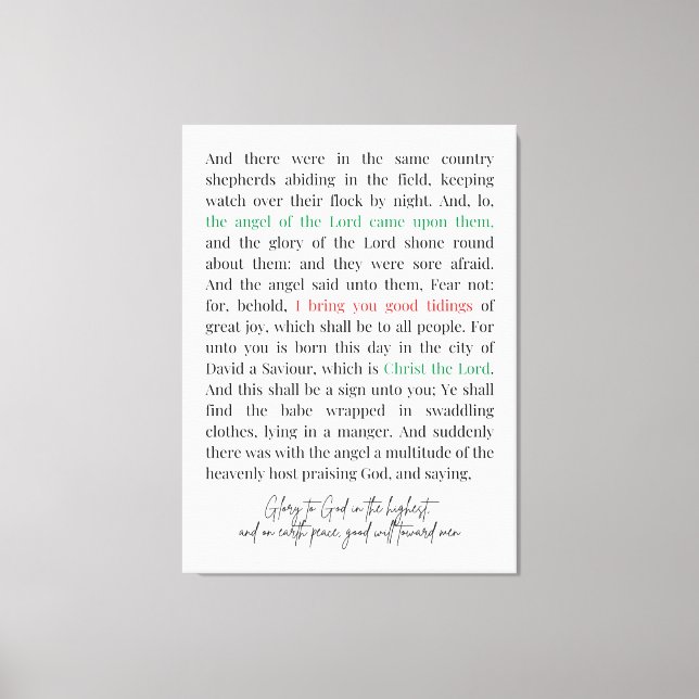 Luke 2:8-14 Canvas Print (Frente)