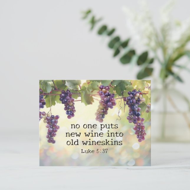Luke 5:37 Novo Vinho no Cartão de Bíblia Velho Win (Em pé/Frente)