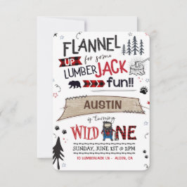 Lumberjack Aniversário Convite Buffalo Xadrez Boy