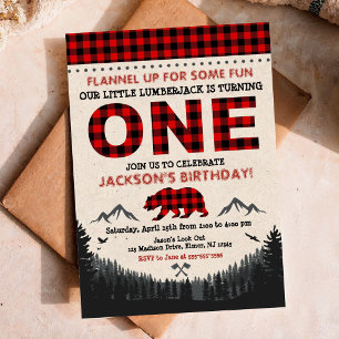 Lumberjack Aniversário Convite Xadrez de Buffalo