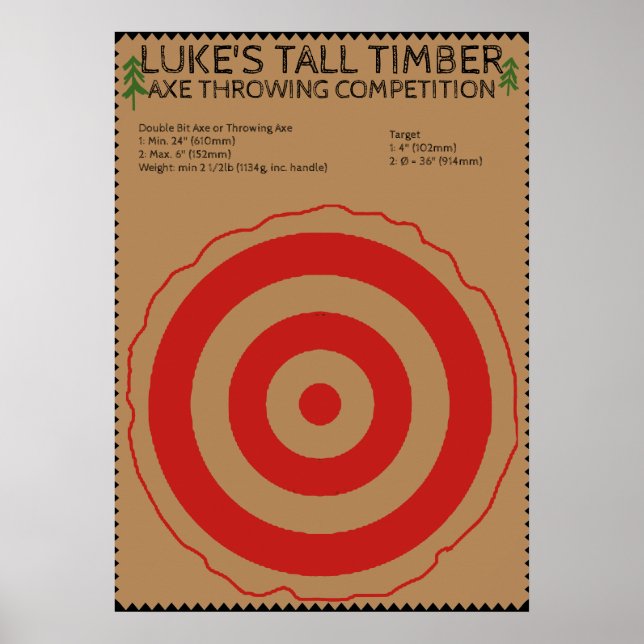 Lumberjack Birthday - Ax Throwing Game Poster (Frente)