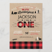 Lumberjack Flannel Primeiro Convite de Aniversário