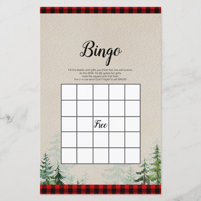 Lumberjack Watercolor Bingo Game (Frente)