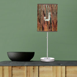 Luminária De Mesa Abstrato de Camuflagem Castanha com Inicial