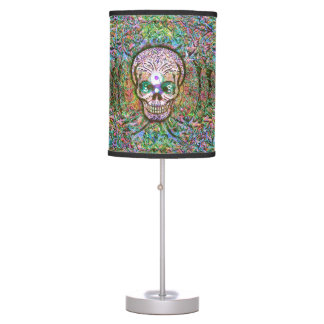 Luminária De Mesa Árvore da Vida, olhos Yin Yang, crânio