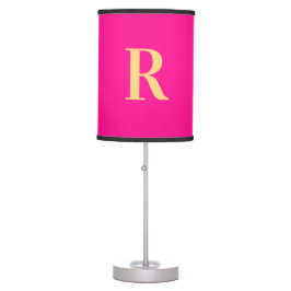 Luminária De Mesa Monograma Simples Rosa Quente Moderno