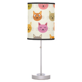 Luminária De Mesa Padrão de Gatos de Cartoon Feliz Coloridos Kawaii
