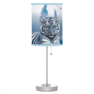 Luminária De Mesa Tigre Branco Azul