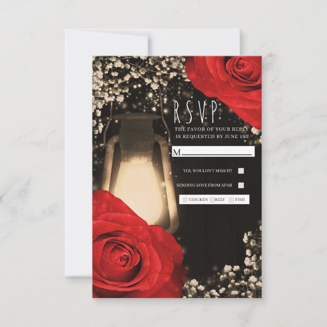 Luminária Rustic Glow com Rosas Vermelhas RSVP de  (Frente)