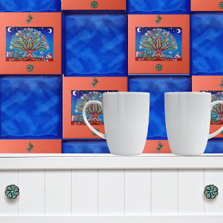Luminosa Árvore da Vida Estilo Talavera Mexicano