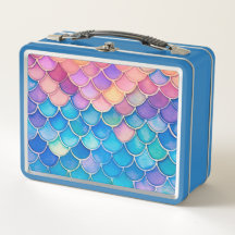 Luminosa Azul-Clara Sereia Scalse Metal Lunchbox