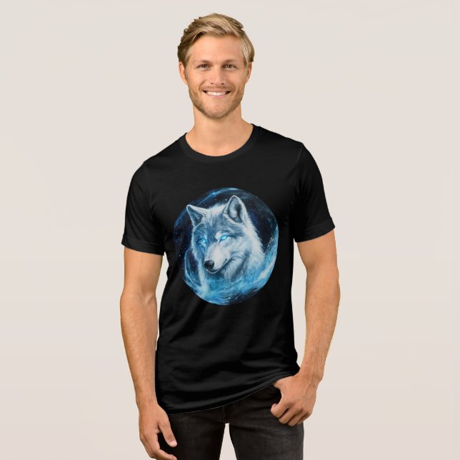 Luminous Ice Wolf in Galaxy Swirl (Frente Completa)