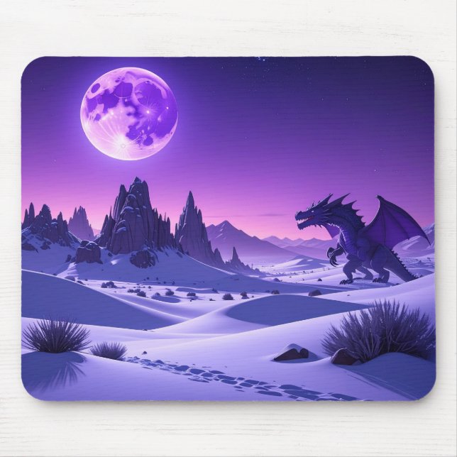 Lunar Wyrm – Purple Dragon Under the Moon Mousepad (Frente)
