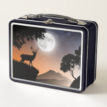 Lunch Box Cerf sous la lune orange