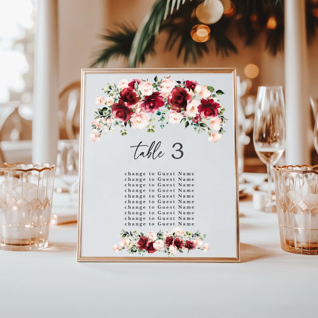 Lush Deep Burgundy Blush Peonies Table Seating  (Criador carregado)