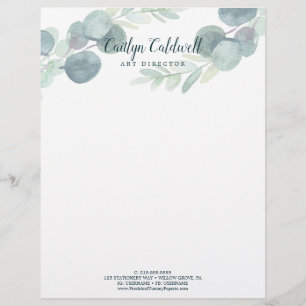 Lush Greenery e Eucalyptus Art Letterhead