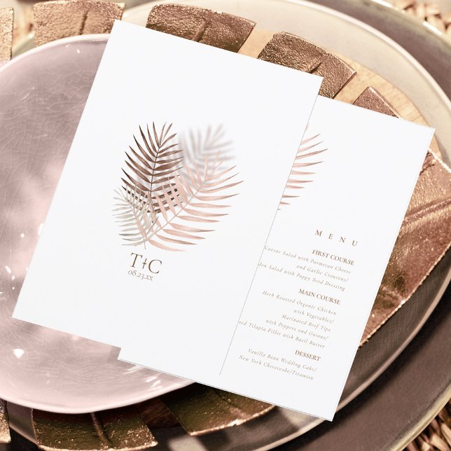 Lush Palm Leaf Wedding Menu Terra Cotta ID956 (Criador carregado)