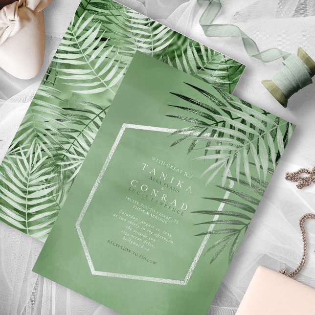 Lush Palm Leaf Wedding Moss Green ID956 (Criador carregado)