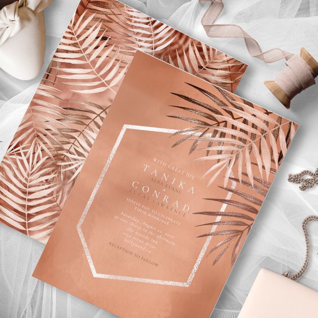 Lush Palm Leaf Wedding Terra Cotta ID956 (Criador carregado)