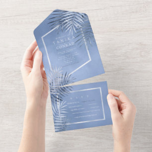 Lush Palm Leaf Wedding Windsor Blue ID956