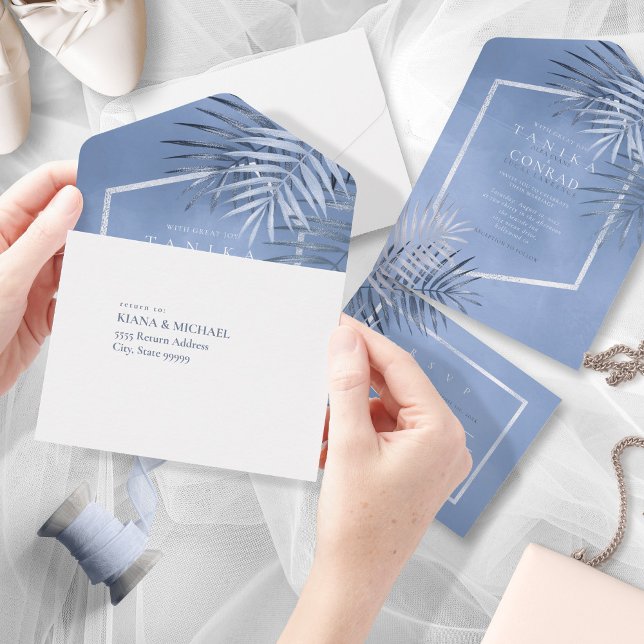 Lush Palm Leaf Wedding Windsor Blue ID956 (Criador carregado)