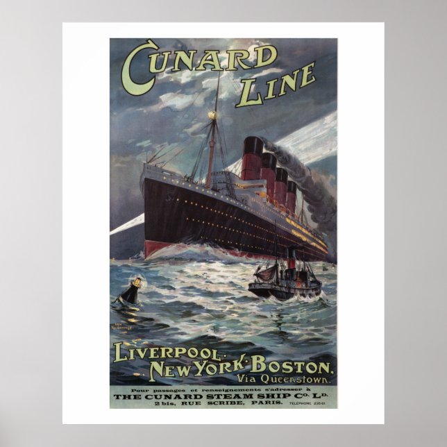 Lusitânia - Vinatge Cunard Line - poster (Frente)