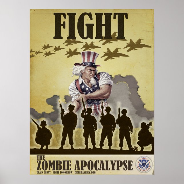 Luta contra a Poster do Apocalipse Zombie (Frente)