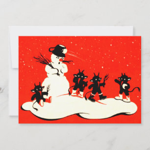 Luta de Bola de Neve do Krampus Vermelho com Bonec