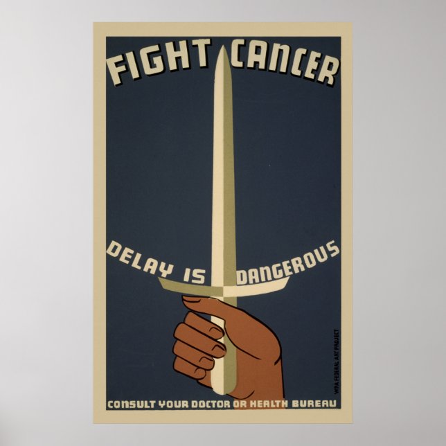 Lutar contra o Poster vintage WPA do Cancer (Frente)