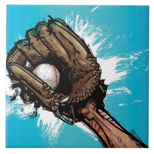 Luva de basebol com bola baixa